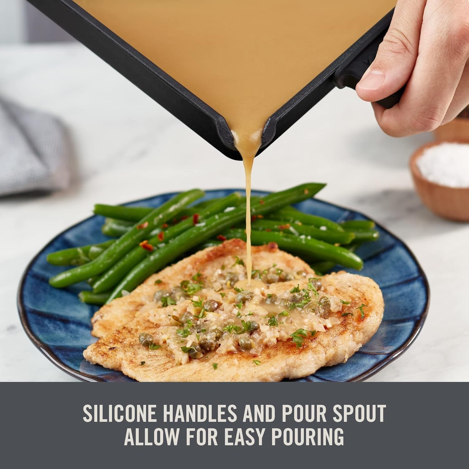 DASH Zakarian by Dash 9 x13 Nonstick Cast Iron Pan with Pour Spout- Black