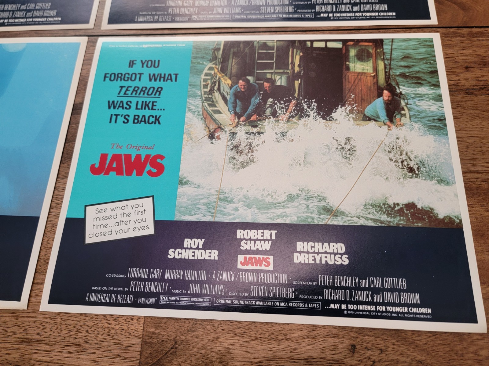 Original 1975 JAWS Lobby Card Lot VGC, Lot of 4, 11" x 14", Universal Studios