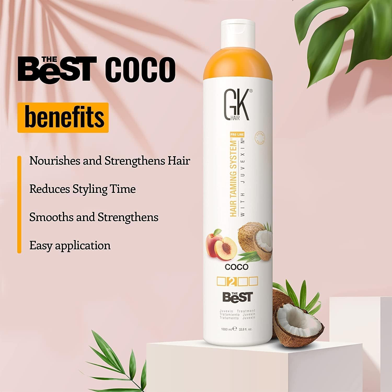 GK Hair The Best Coco 33.8oz Keratin Treatment for Smooth, Frizz-Free Hair