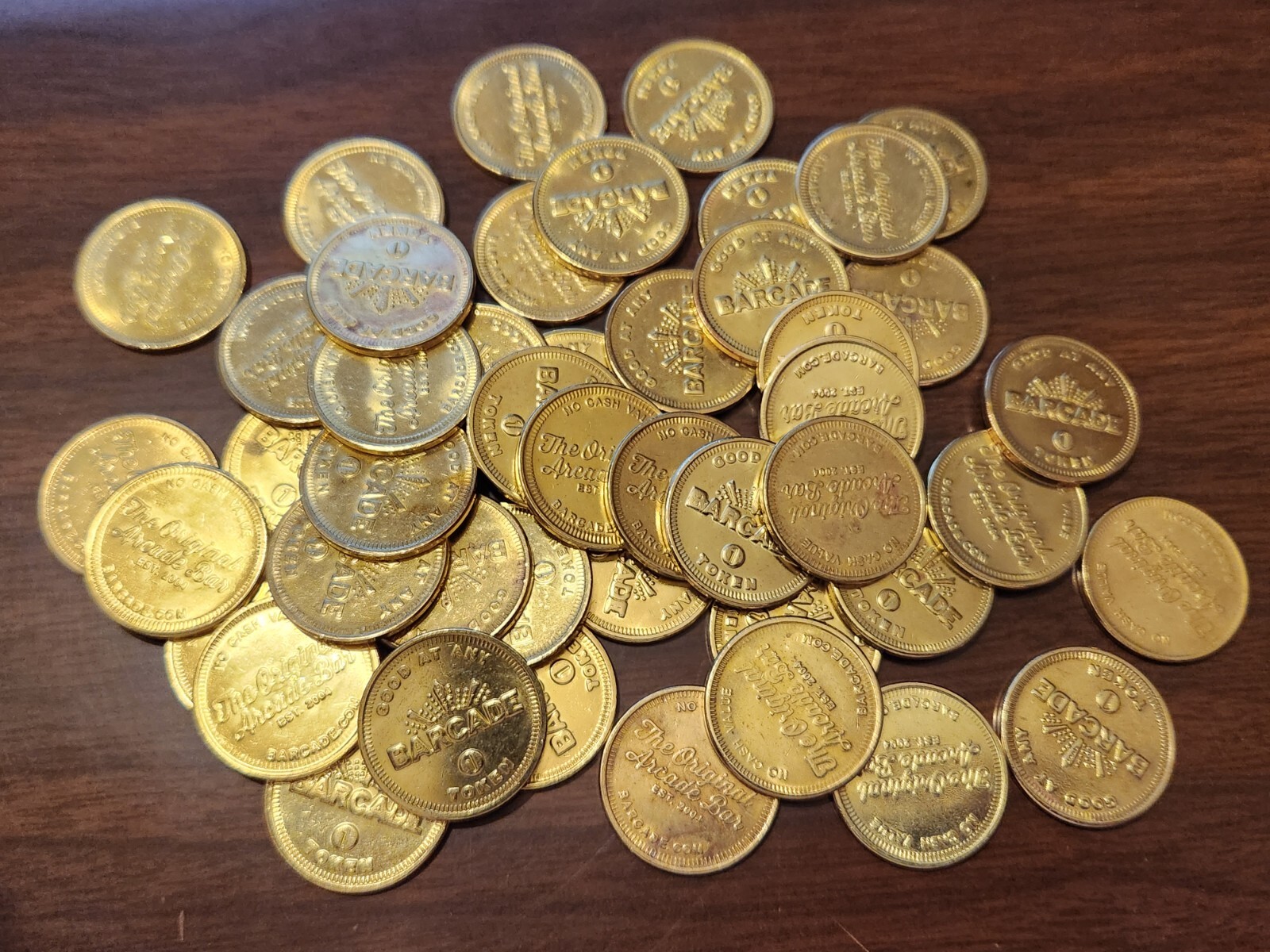 Barcade Brass Arcade Tokens - Size 0.900"  Lot of 50 Tokens