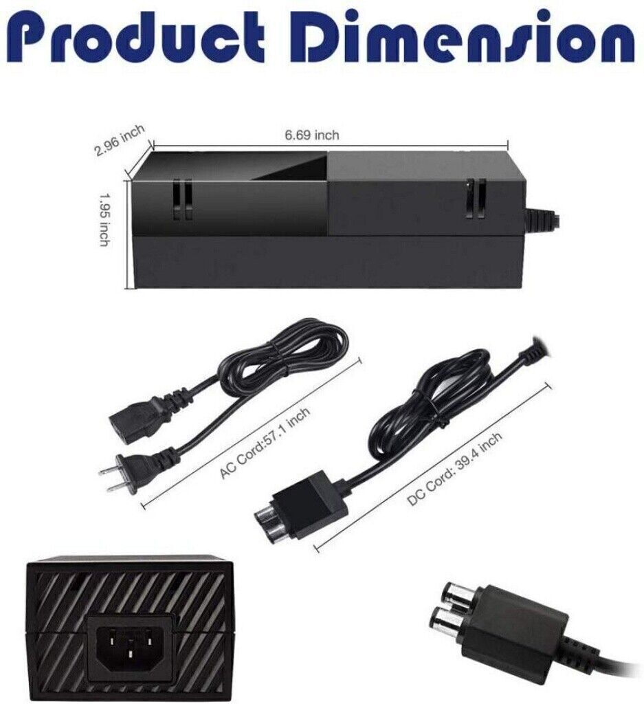 New Power Supply PSU Brick w/ Cord For Xbox One Console AC Adapter 100-240V