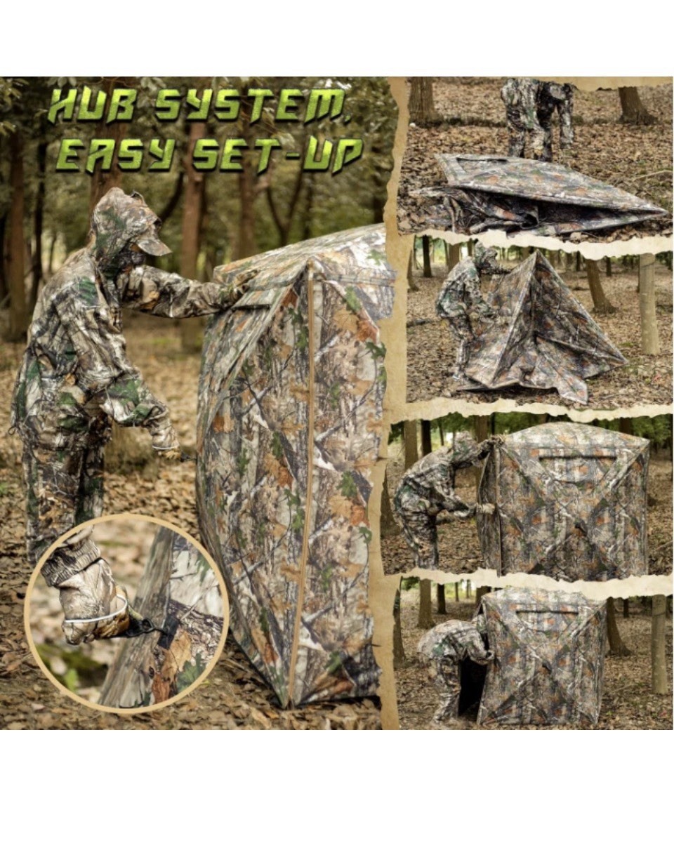 Hunting Blind, 2 Person Pop Up Blinds 360 Degree See Through, Portable Durable