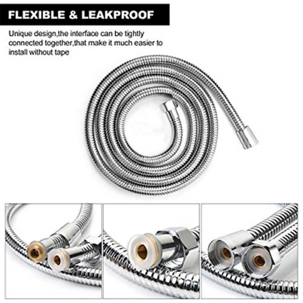 Shower Head Hose Handheld Extra Long Stainless Steel Bathroom Flexible Tube