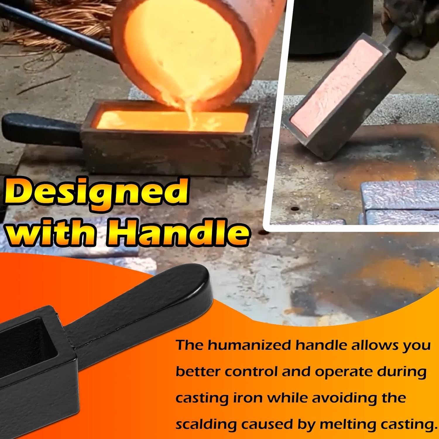 25 oz Gold Bar Loaf Cast Iron Ingot Mold for Custom Smelting Pouring Melting