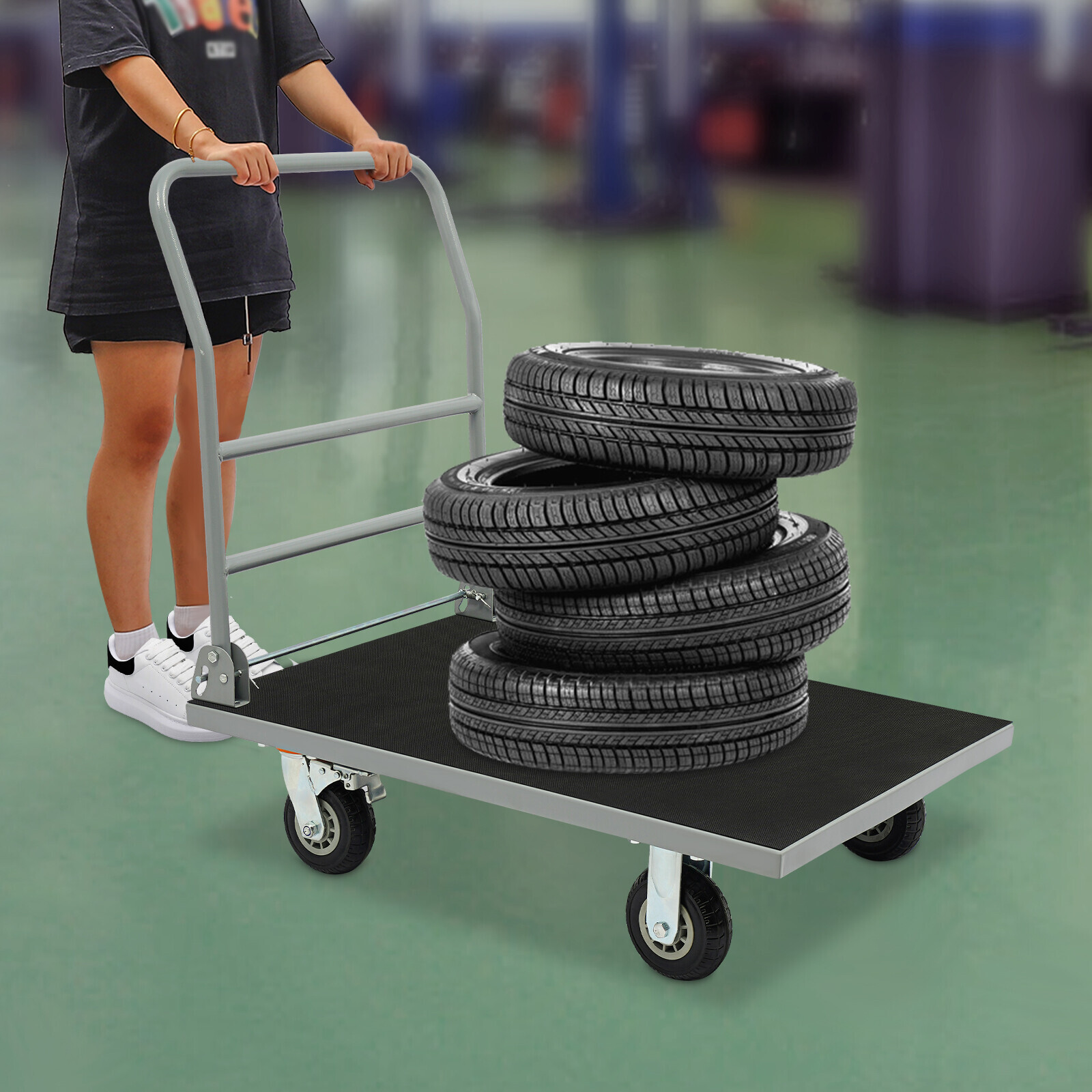 Platform Truck Trolley Foldable Platform Cart 2200lb with 4 Wheels for Warehouse