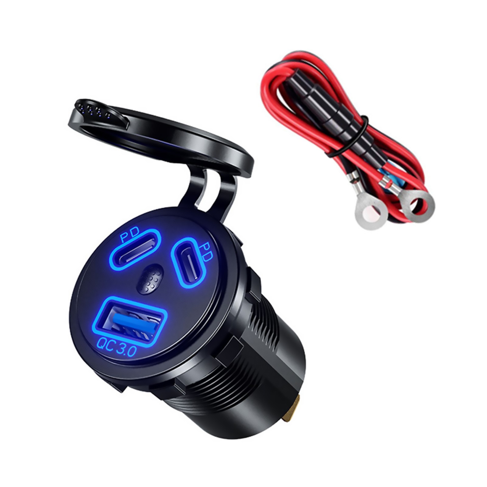 Dual PD+QC3.0 Port USB Car Fast Charger Cigarette Lighter Socket Power Plug Kit