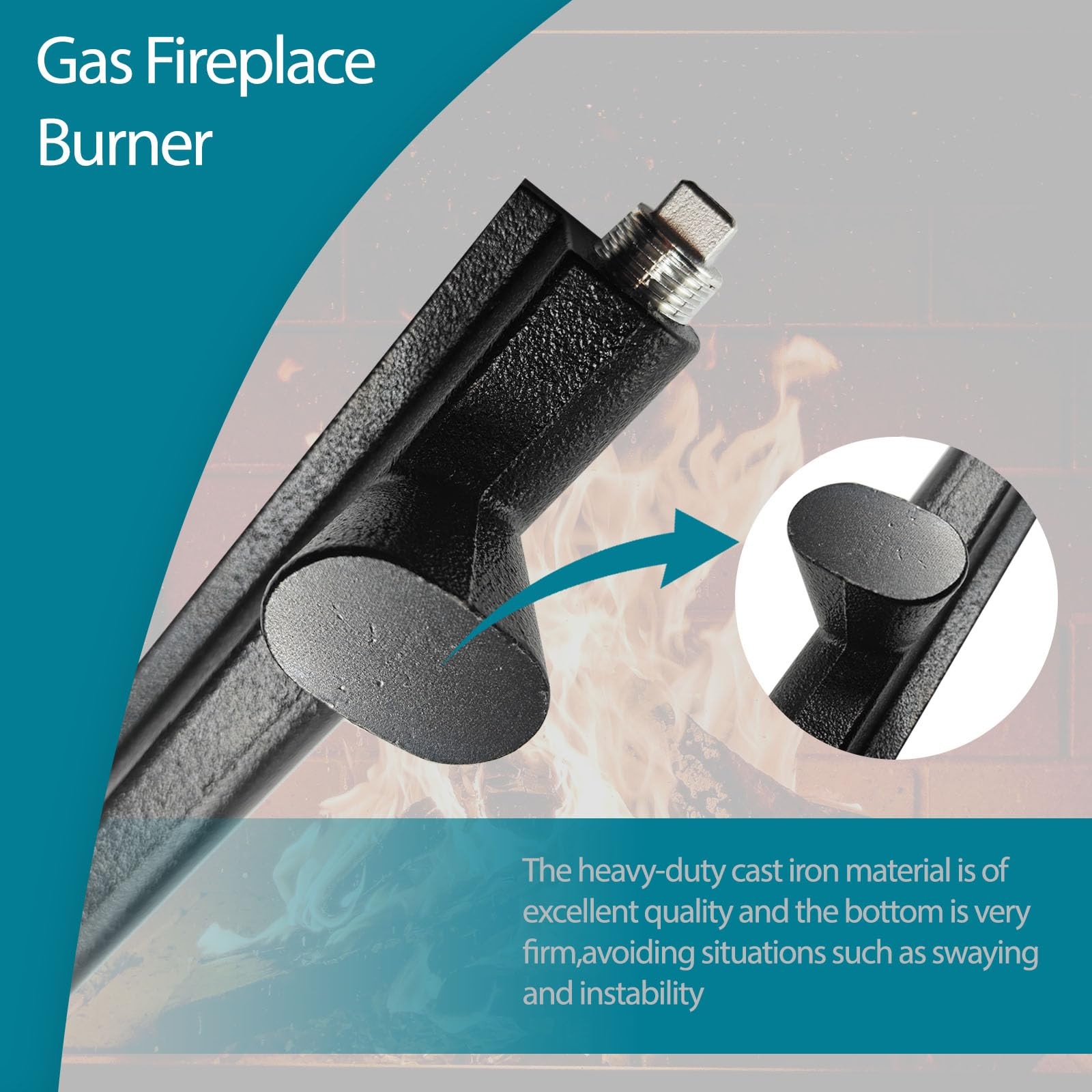 14" Cast Iron Gas Log Lighter Burner Natural Gas Fireplace Igniter Kit