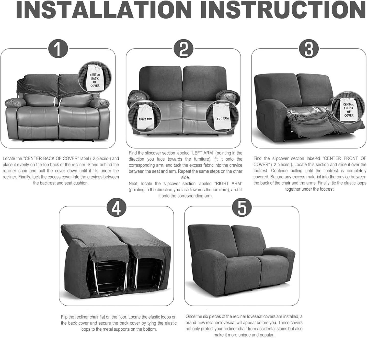 1/2/3 Seater Elastic Recliner Sofa Cover Stretch Armchair Covers Couch Slipcover