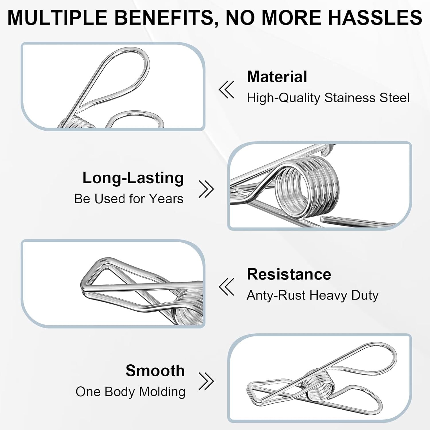 Clothes Pins Heavy Duty Outdoor 30/40 Pack Stainless Steel Clothespins Metal