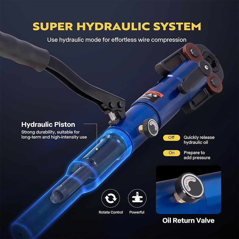 Copper Tube Fittings Hydraulic Pipe Crimping Tool with 1/2", 3/4" and 1" Die Set