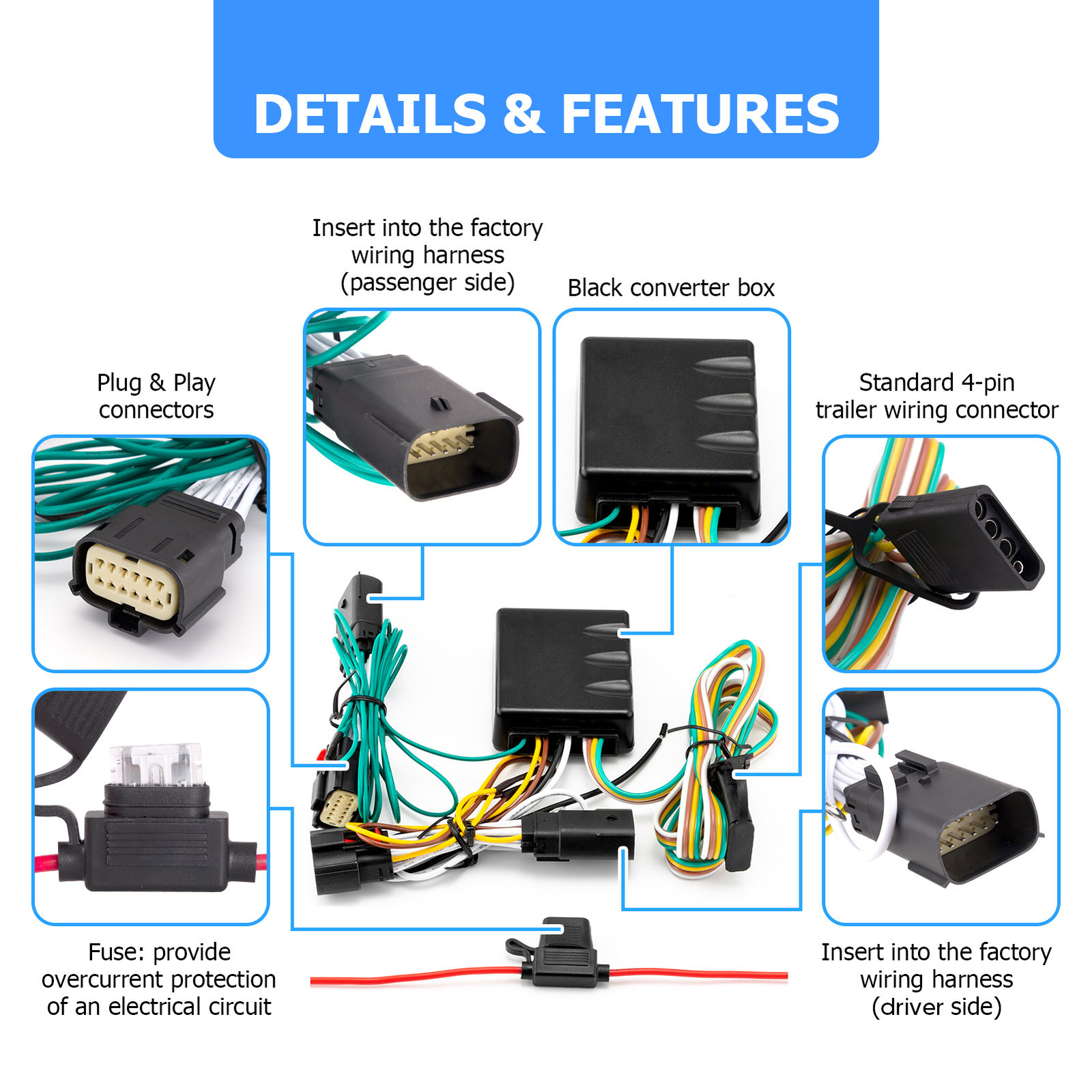 for Jeep Wrangler JL 2018-2024 Trailer Tow Light Wiring Harness Connector