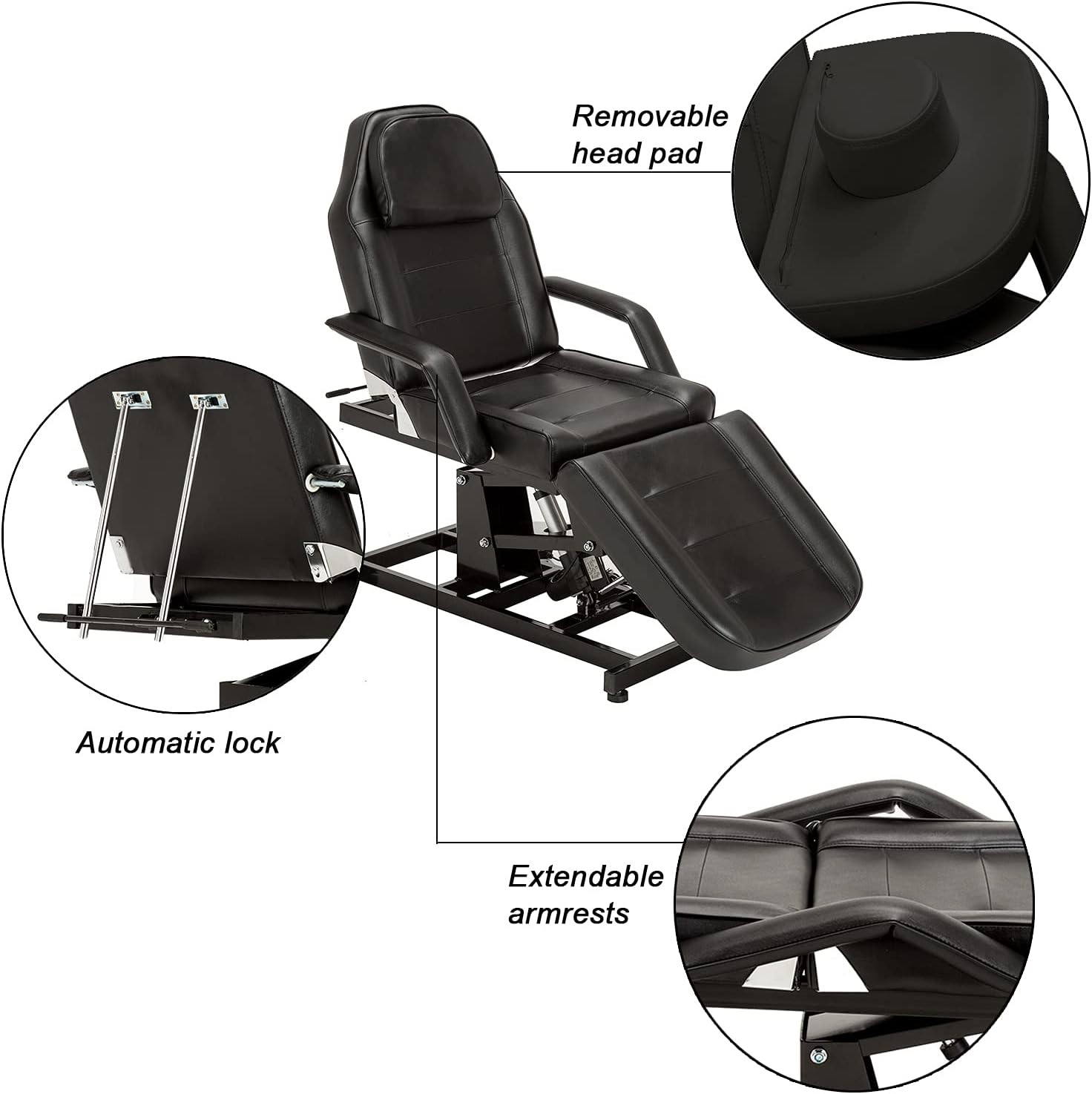 Barber Electric Massage Bed with 1 Motor for Height, Beauty Tattoo Facial Chair