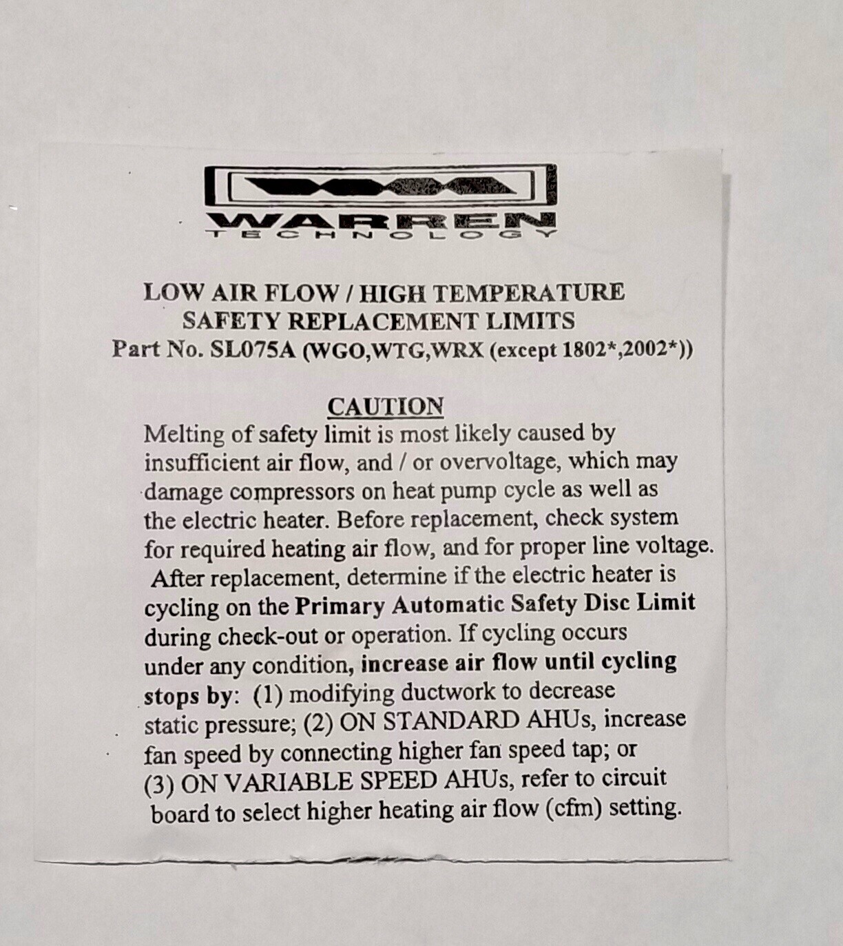 2 NEW WARREN TECHNOLOGIES FUSIBLE LINK SL075A