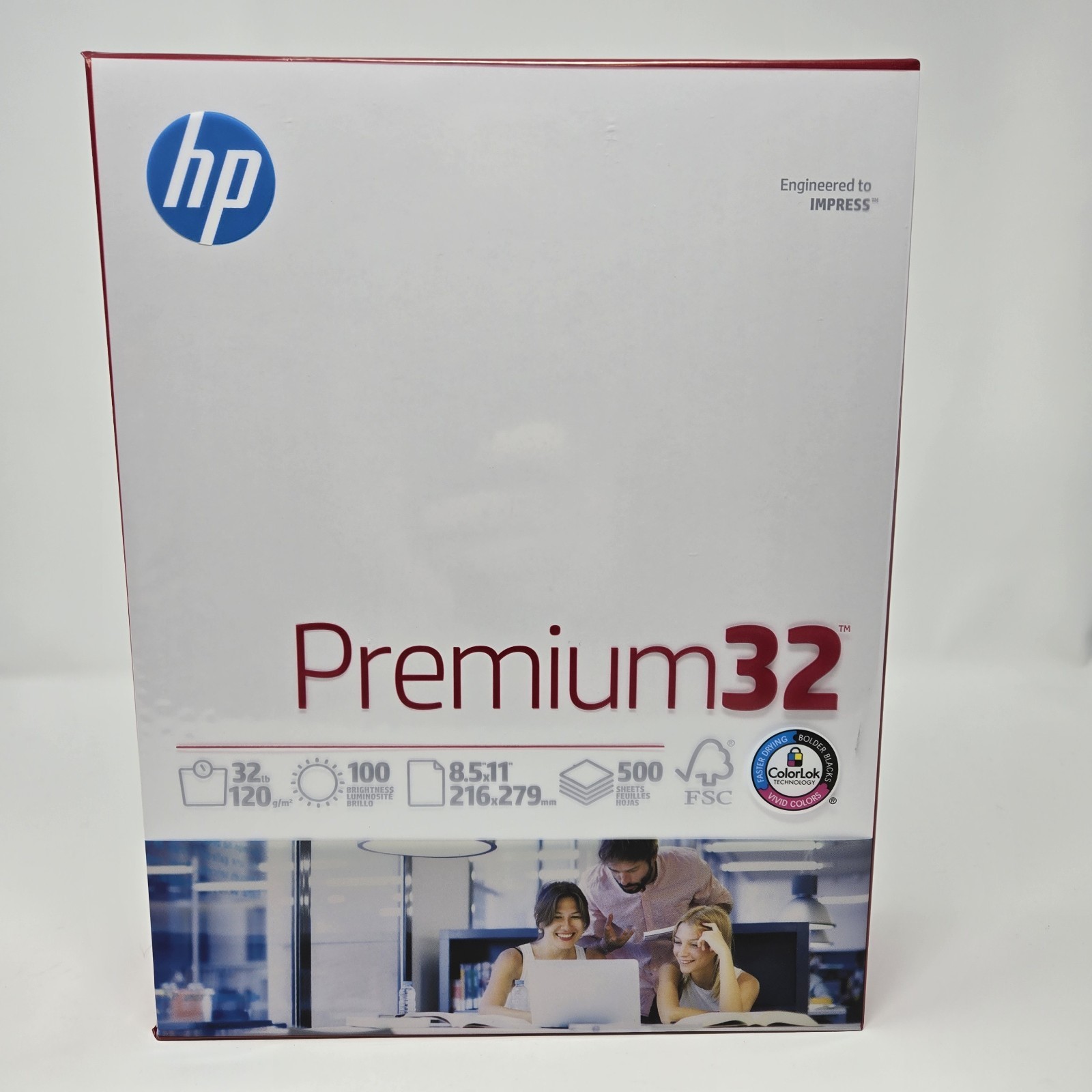 HP Papers Premium32 Copy Paper, 100 Bright, 8.5" x 11", White, 500 Sheets/Ream