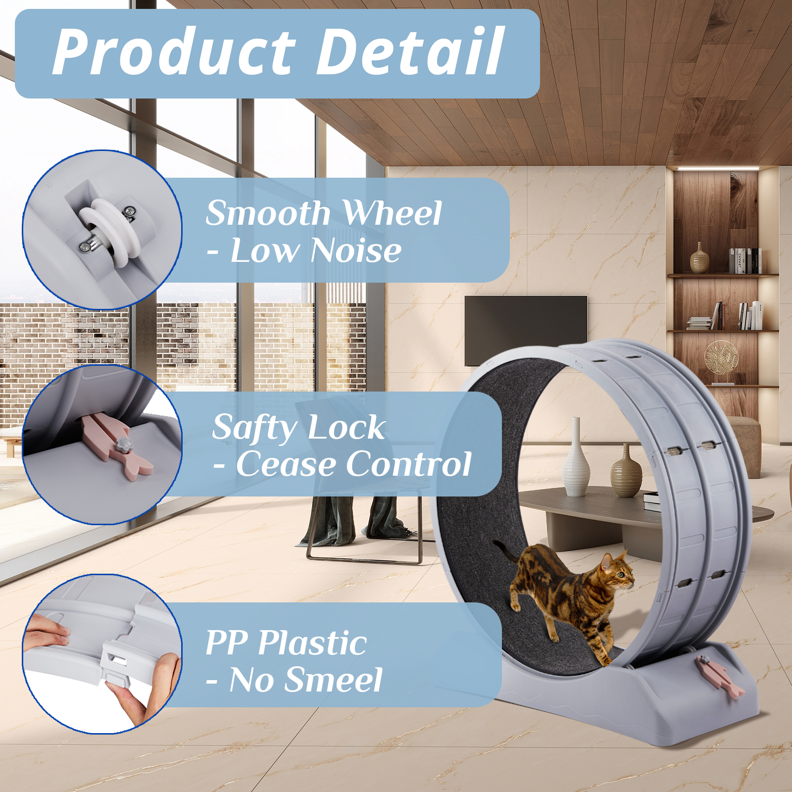 Cat Exercise Wheel Large Cat Treadmill Running Wheel for Indoor Cats 34.7 inch