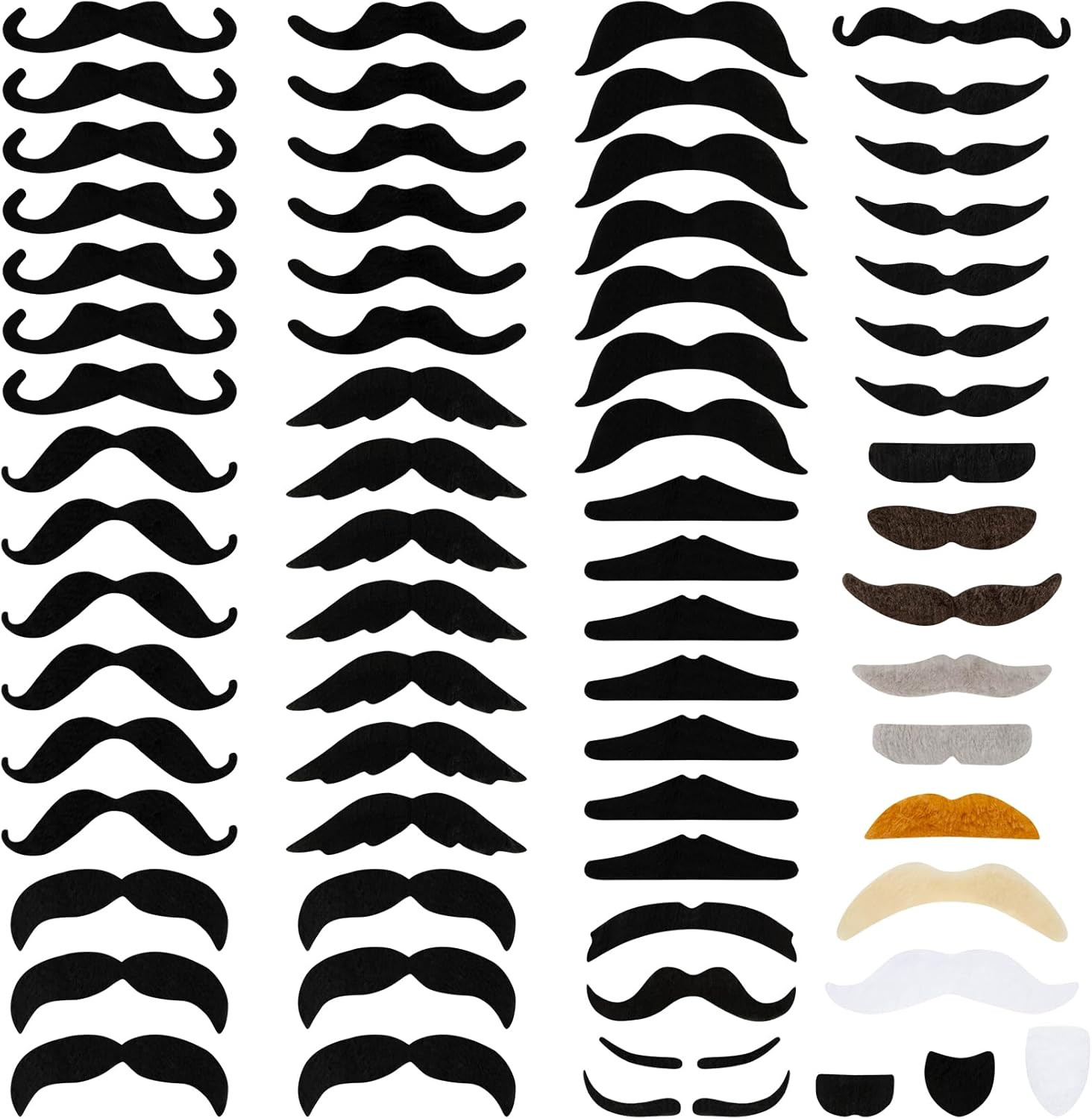 70 Pcs Fake Mustaches, Self Adhesive Fake Novelty Hairy Beard Costume, Christmas