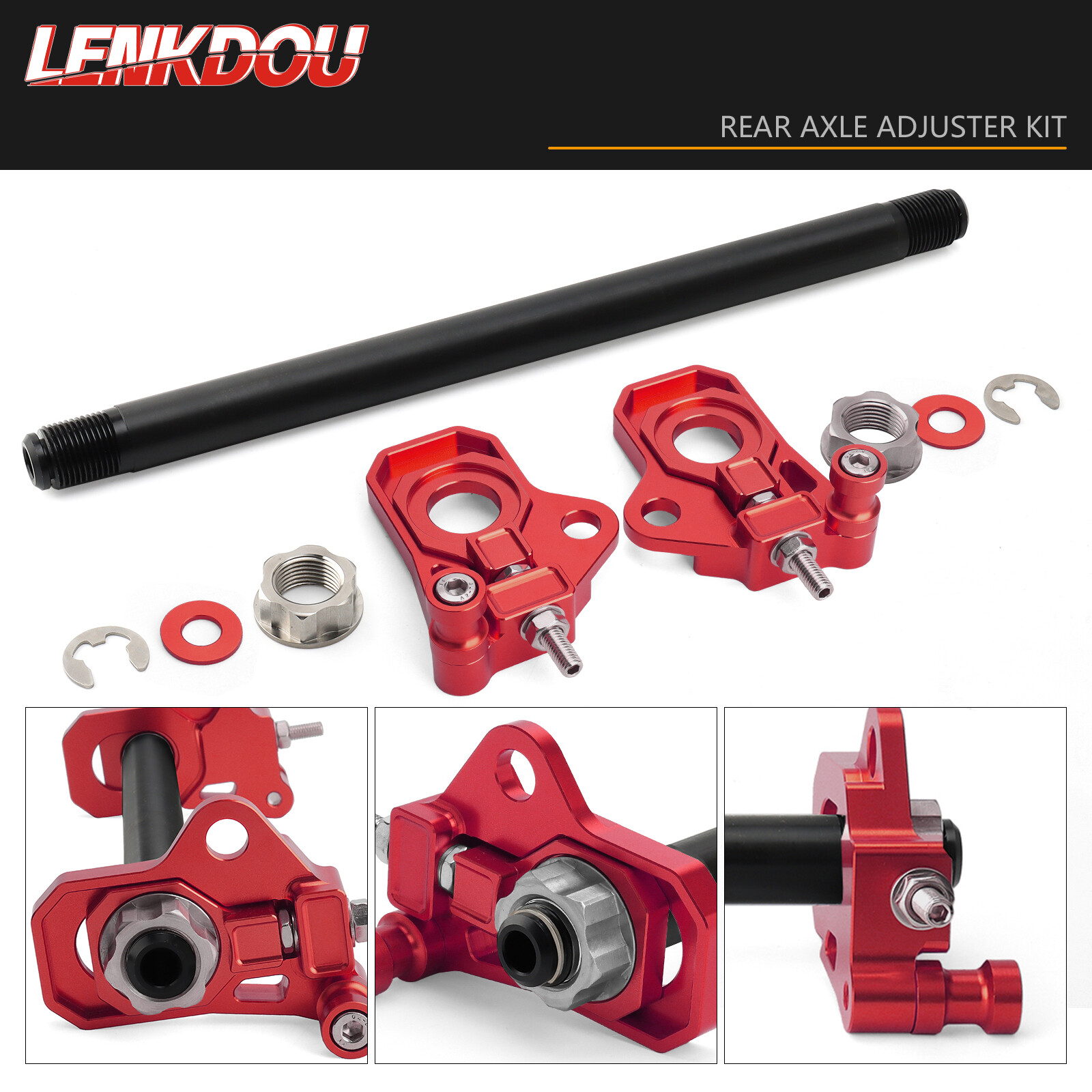 Motorcycle Red Rear Axle Adjuster Kit For Harley Touring Road King Street Glide