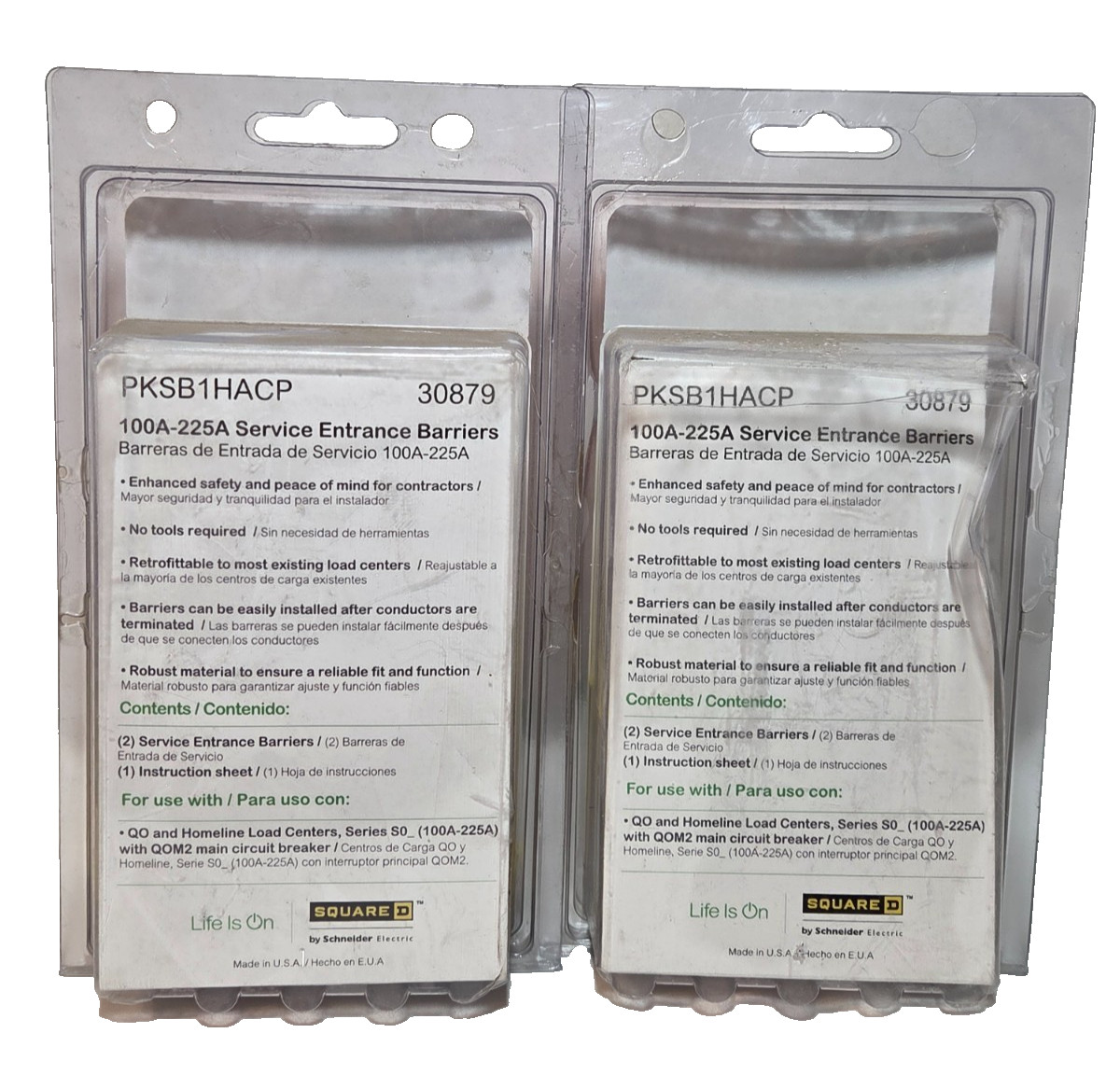 2 PACKS Square D 100 AMP- 225 AMP Service Entrance Barriers