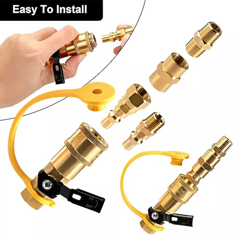 RV Quick Connect Fittings 1/4" NPT Propane Hose Adapter Set