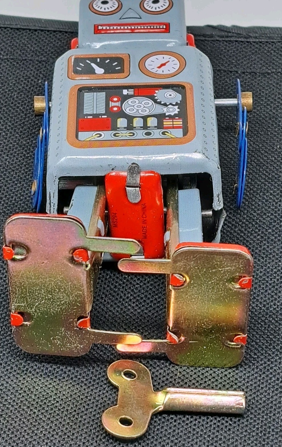 Tin Robot 4.5" Wind Up Blue Litho Retro Collectible Mini Robot MS294