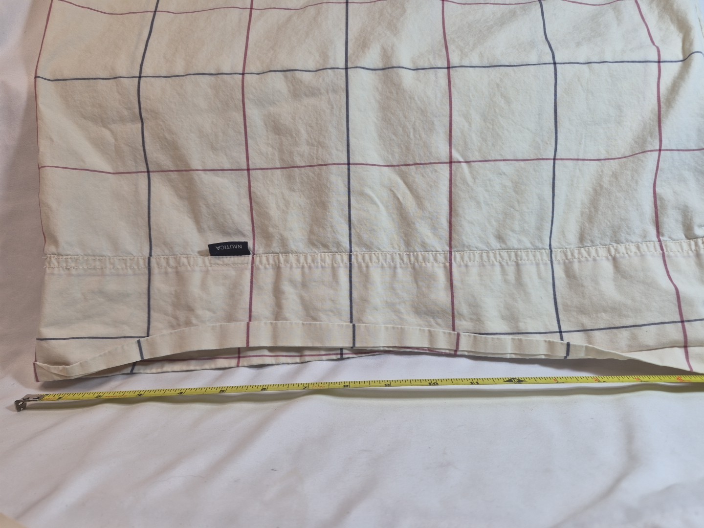 2- VTG Nautica Pillowcases 100% Cotton King & Queen #67468 Cream Grid Navy Check