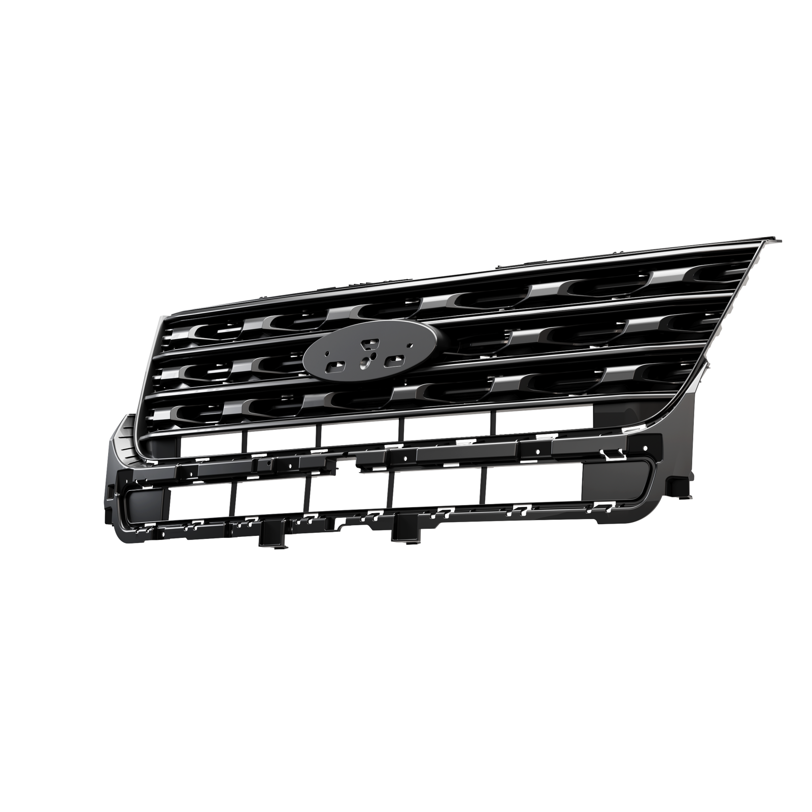 For Ford Explorer 2016 2017 Front Bumper Upper Grille Glossy Black Painted