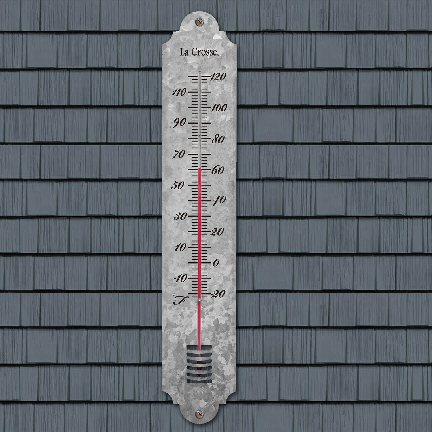 204-1550 La Crosse 19.25" Indoor/Outdoor Galvanized Metal Thermometer