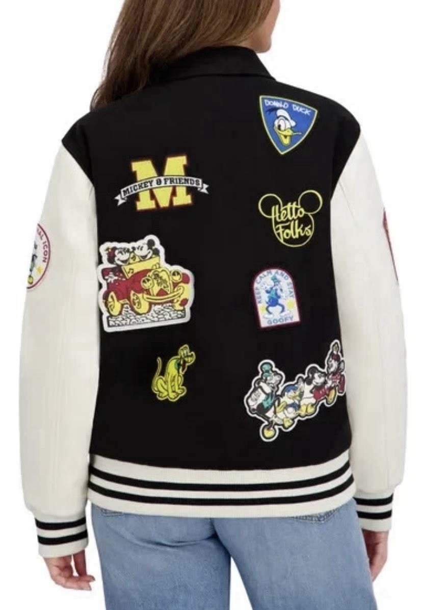 DISNEY VARSITY LETTERMAN JACKET Mickey Mouse Unisex Men’s Large Women’s XL Black