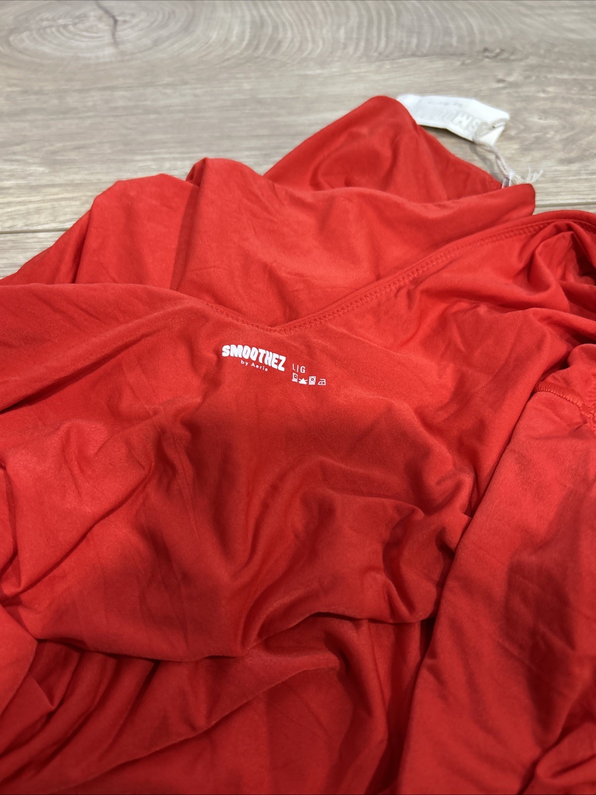 Aerie Smoothez Bodysuit Red Tank Top Thong Plunge Neckline Sz Large New