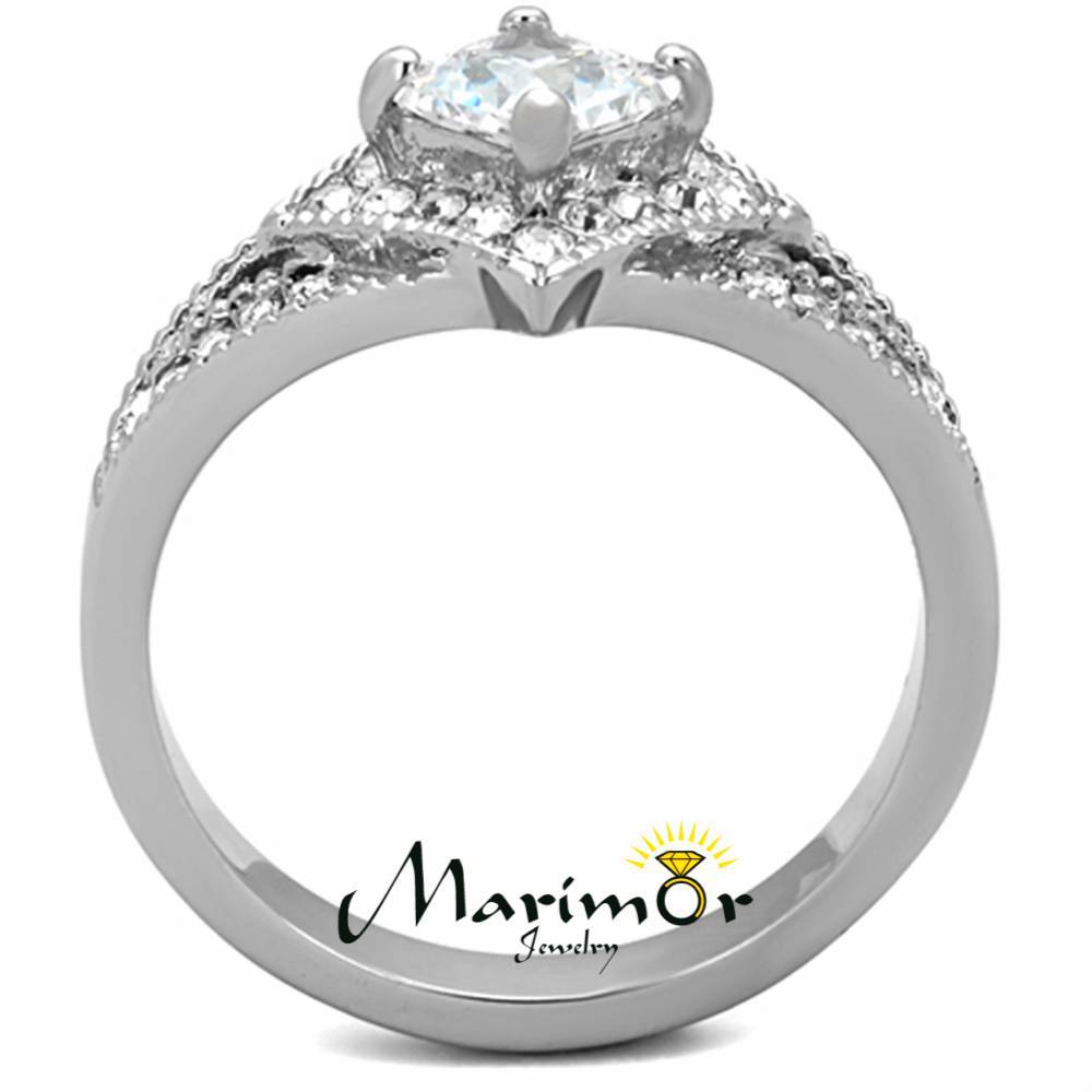 High Polished Stainless Steel 1 Ct CZ Engagement / Fashion Ring Sizes 5-10