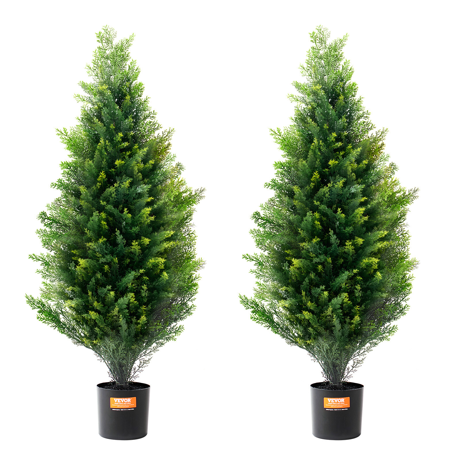 VEVOR 2 Pack 3' Artificial Cedar Topiary Tree Faux Plant UV Decor In/Outdoor