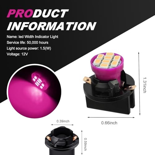 T10 LED Dashboard Bulb, 194 168 3020 8-SMD LED High Brightness 10 PCS Pink