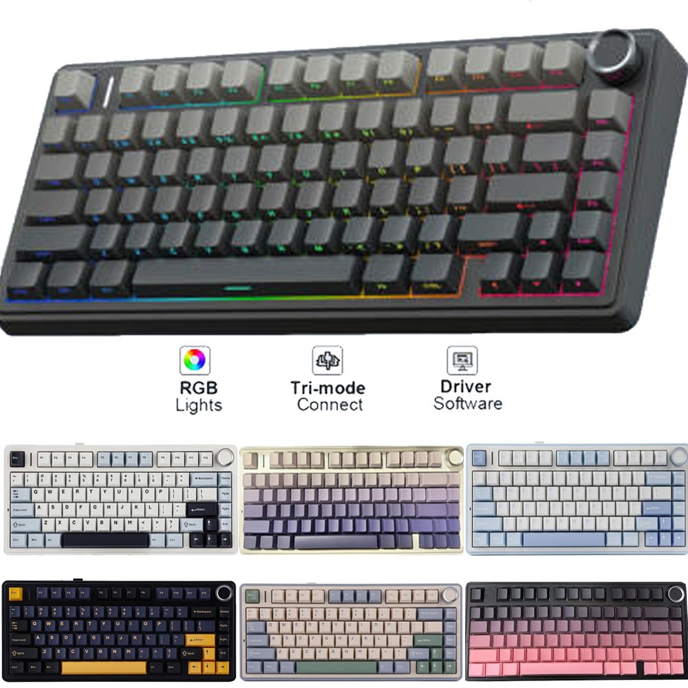AULA F75 Wireless Gaming Keyboard Mechanical 75% Hot Swap Tri-Mode RGB  Backlit