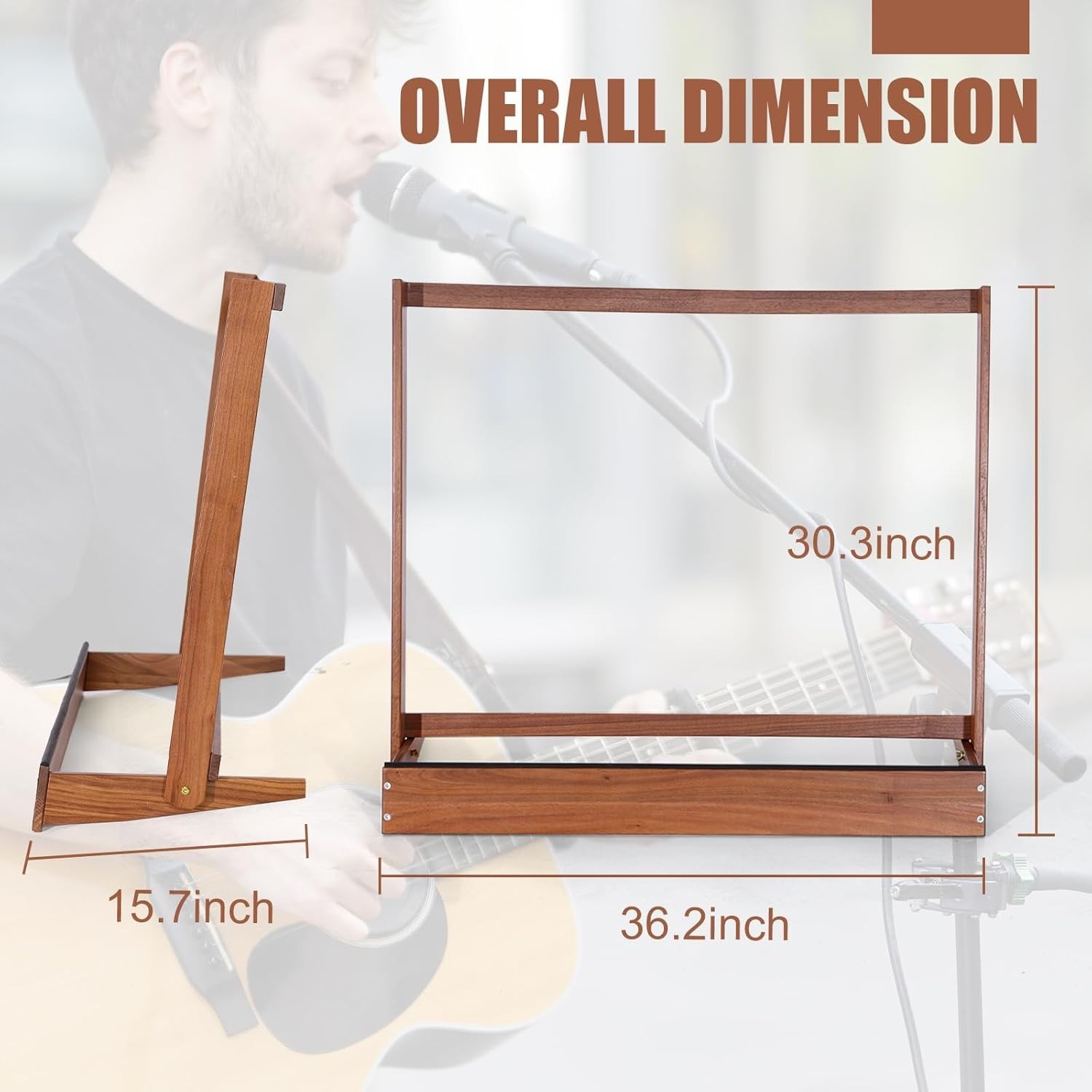 Guitar Case Rack - Folding Black Walnut Wood Case Stand for Multiple Guitars,...