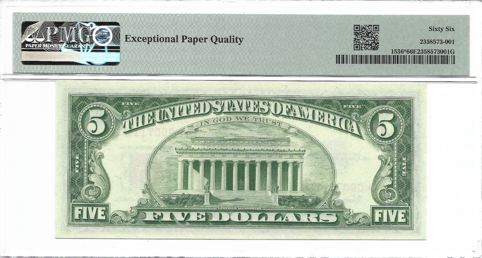 1963 $5 * STAR * ⭐️ Legal Tender, US Note. PMG GEM Uncirculated 66 EPQ Banknote.