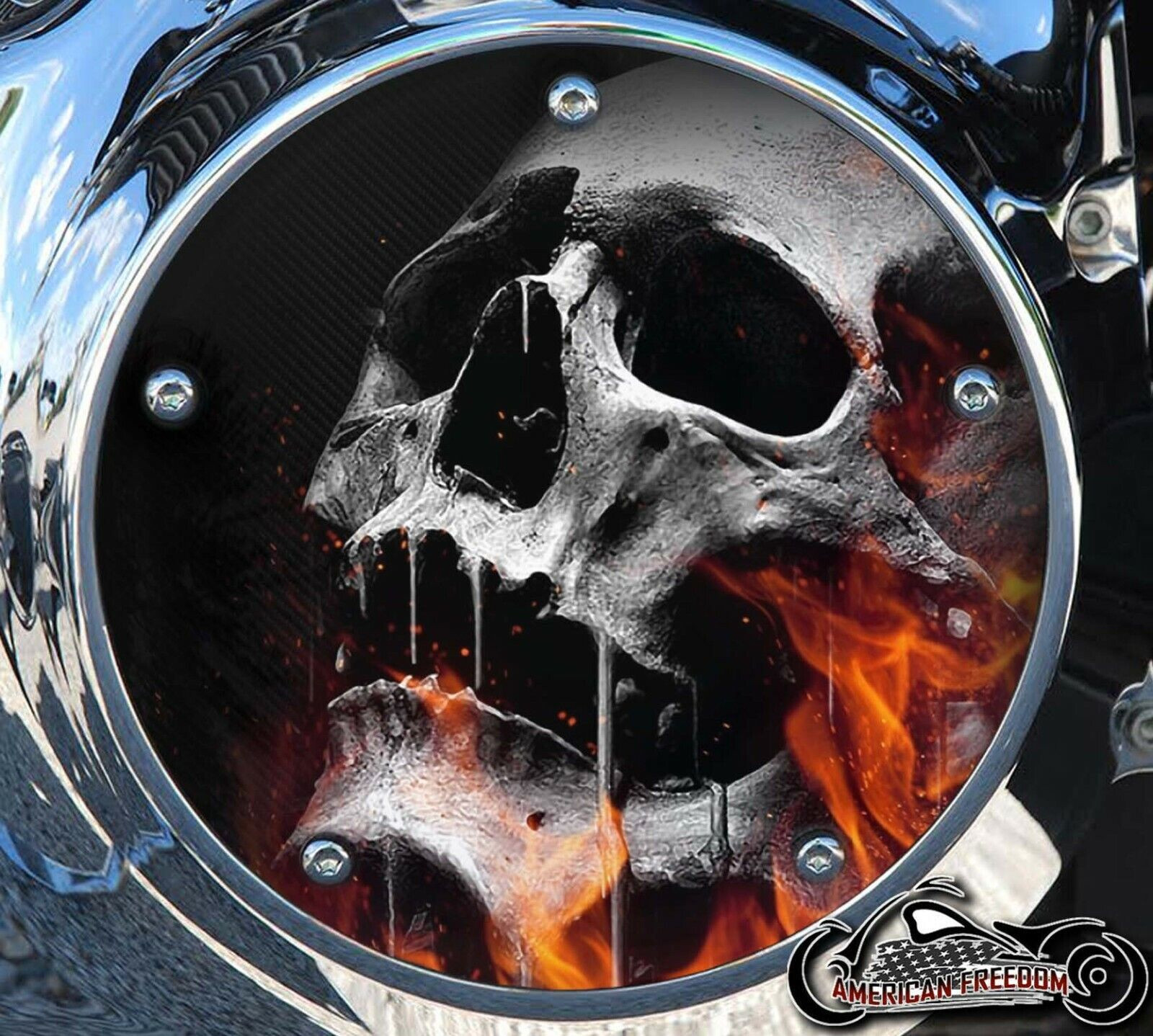 HARLEY DAVIDSON 2019+ SOFTAIL DERBY CLUTCH PRIMARY COVER - FLAME SKULL