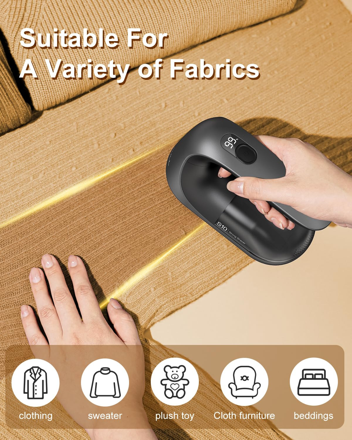 SWEETFULL Fabric Shaver Lint Shaver LED Display Rechargeable Lint Remover Def...