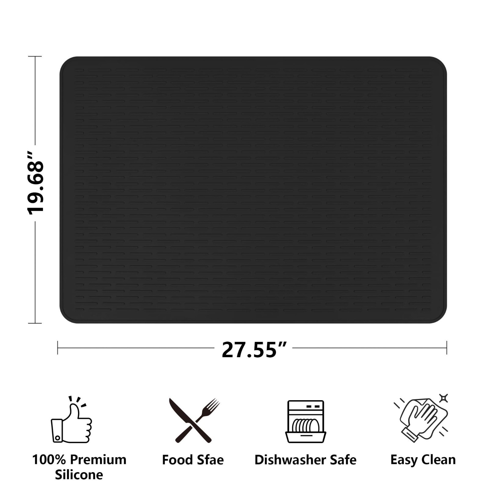 Stove Top Cover 28x20 Silicone Mat - Electric Range Cover XXL Drying Mat Black..