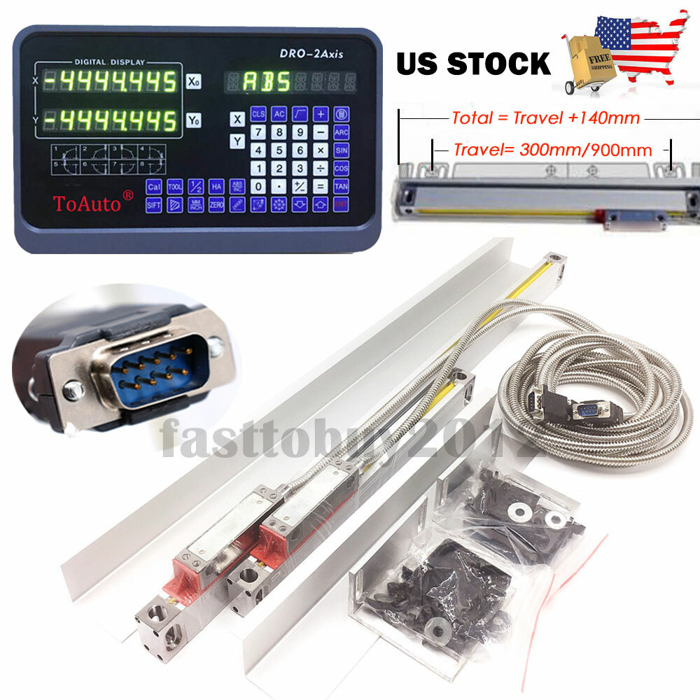 2Axis DRO 12" 36" Linear Scale Digital Readout Display Bridgeport 9X42 Table,US