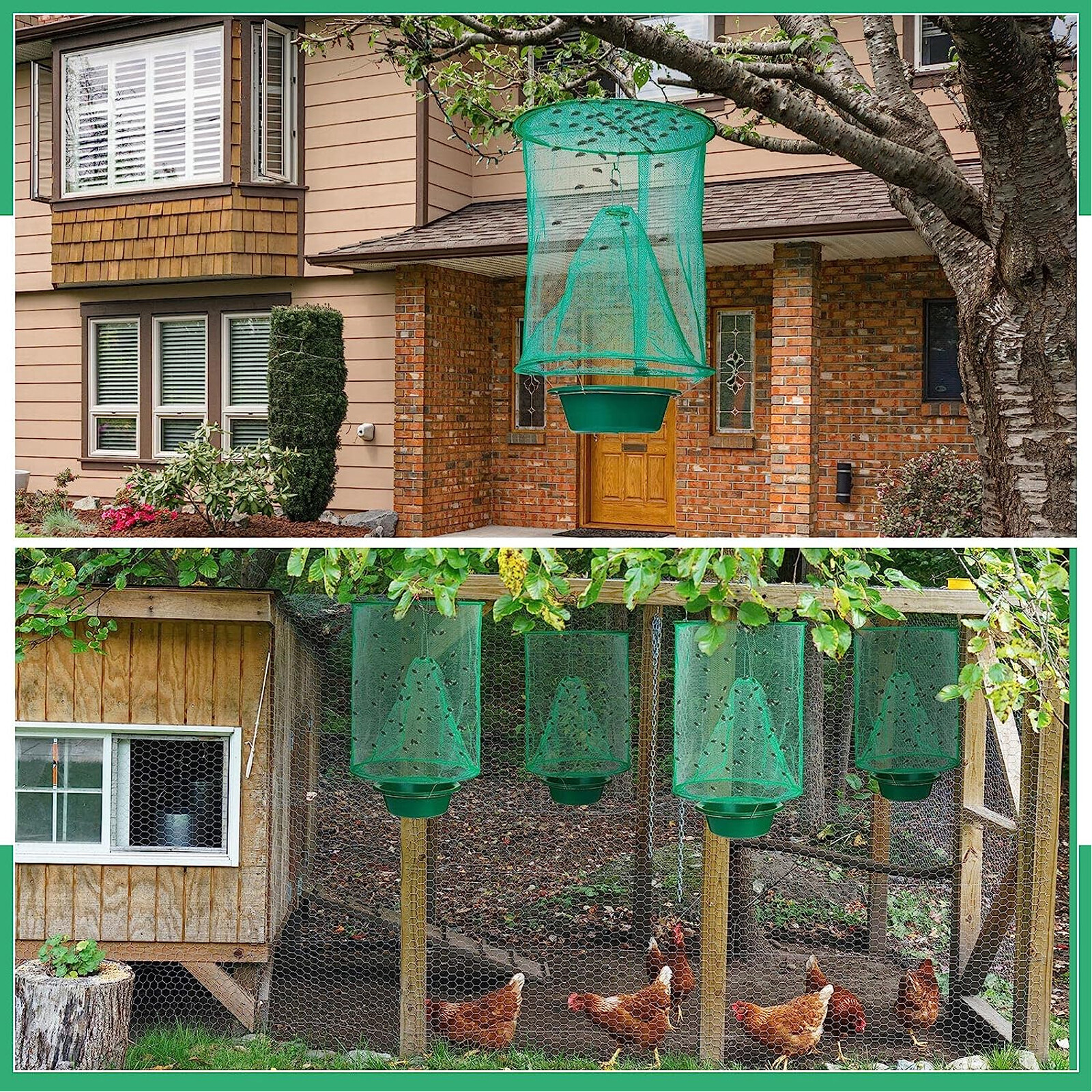 200X Ranch Fly Trap Reusable Hanging Fly Traps Outdoor Flay Catcher Cage Net Lot