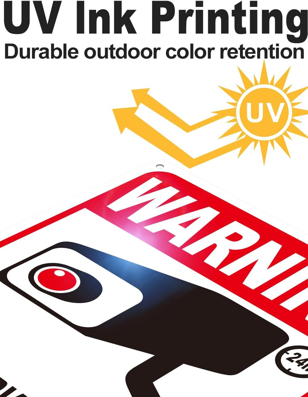 4 Pack Large Warning Security Cameras In Use Metal Sign for House Business