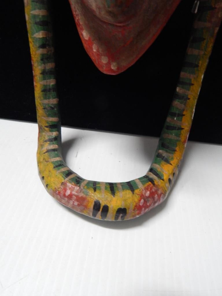 ANTIQUE MEXICAN DANCE SNAKE MASK CARVED WOOD MEXICO - UNIQUE + UNUSUAL