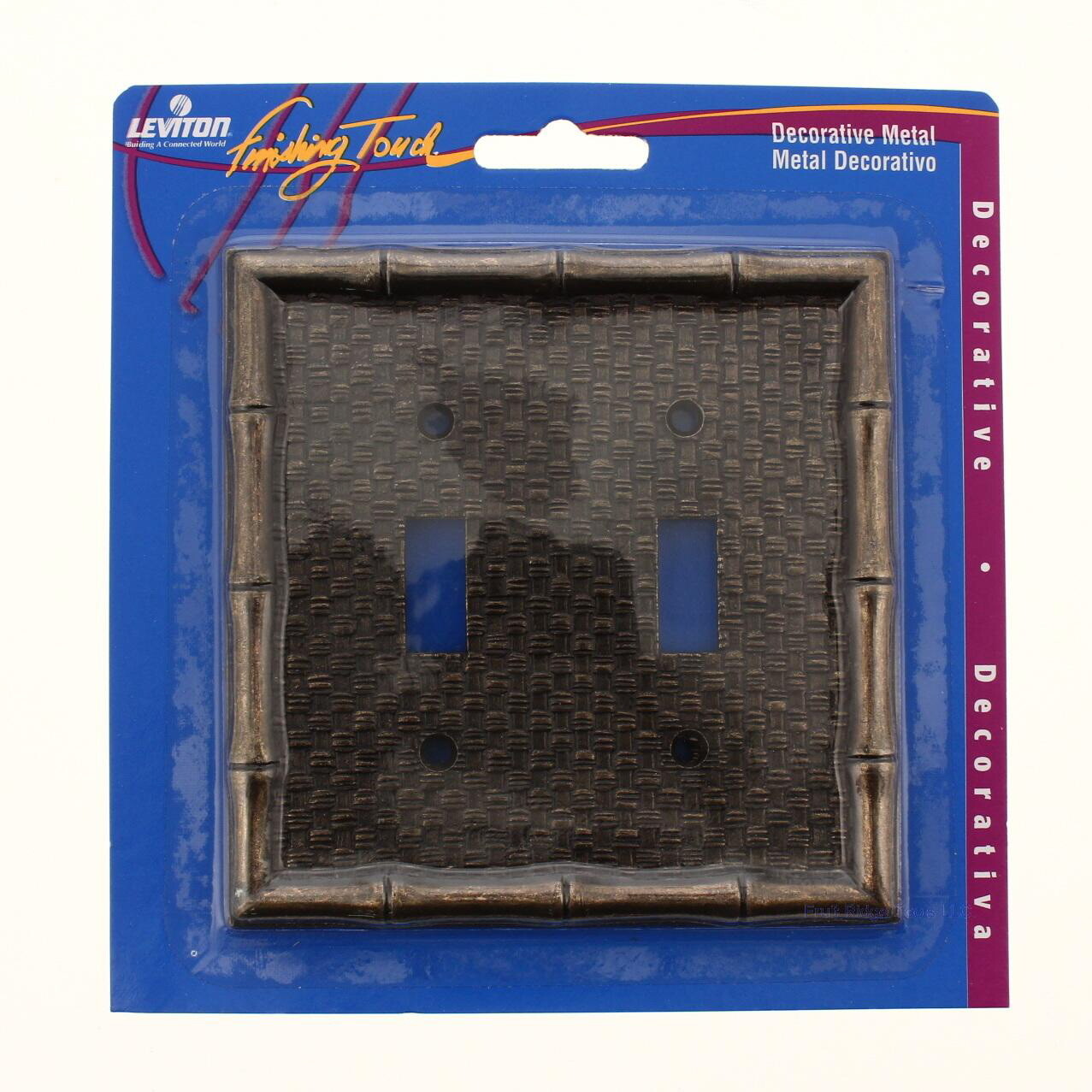 Leviton Antique Brass Finish Tiki Bamboo 2-Gang Switch Cover Plate Switchplate