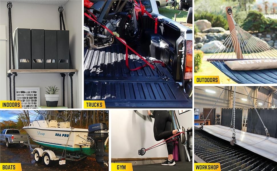 6PCS Cargo Tie Down Anchors – 3500 LB Heavy Duty D Rings for Trailers, Truck Bed