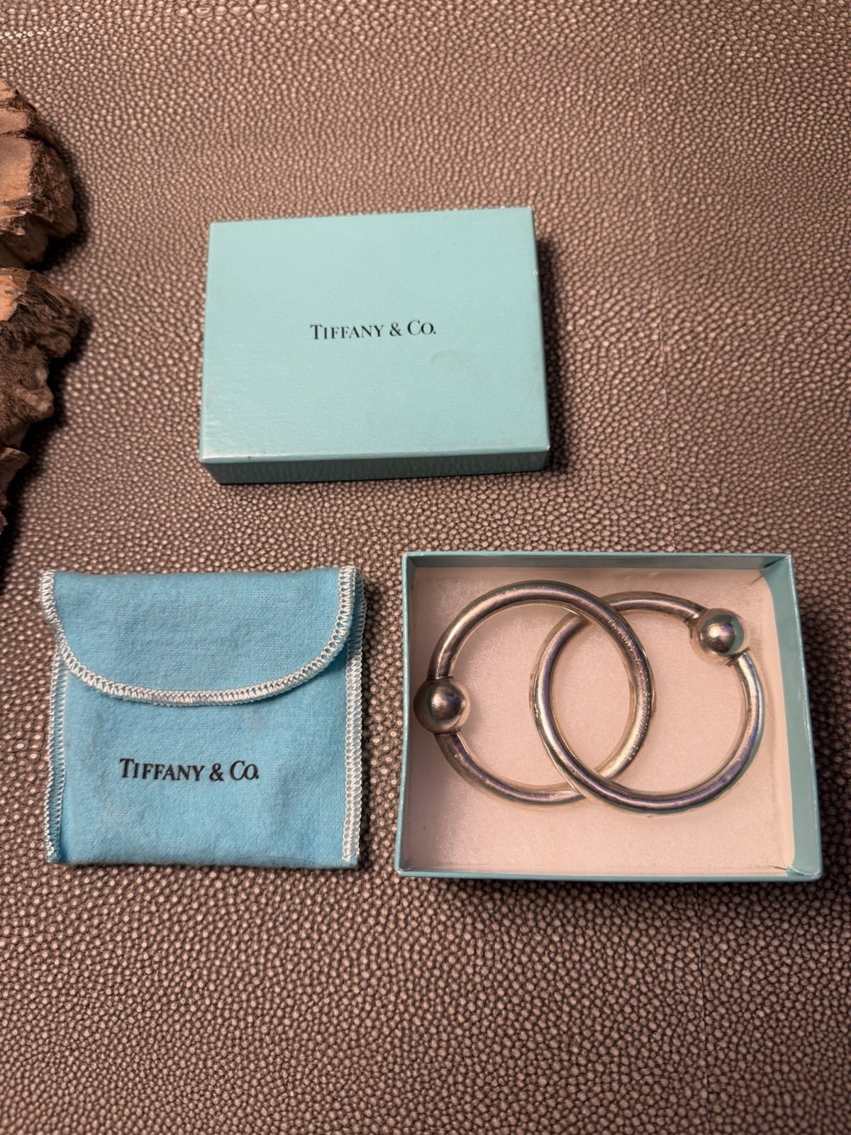 TIFFANY & CO 1837 STERLING SILVER 925 DOUBLE 2 RING BABY RATTLE TEETHING RING