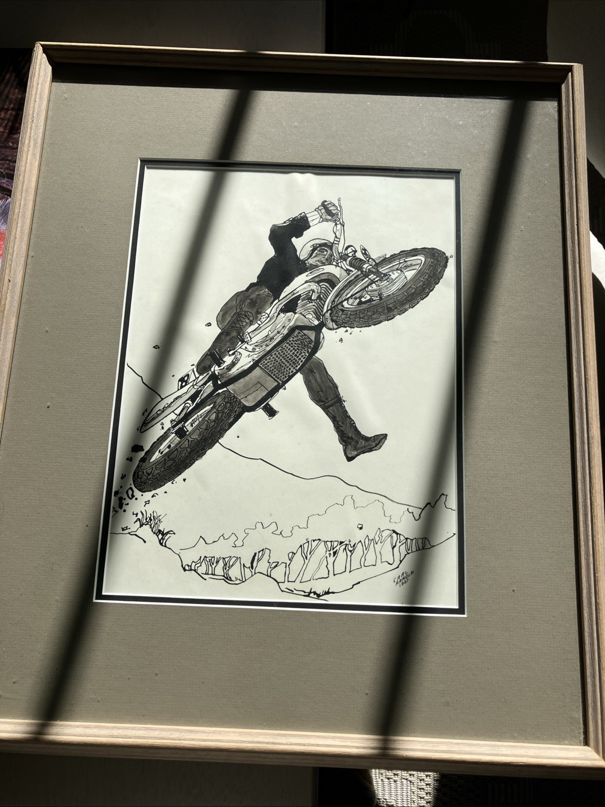 Vintage 1960s Original Art Moto Cross Racing  Carl Arnoldi 1967 MCM