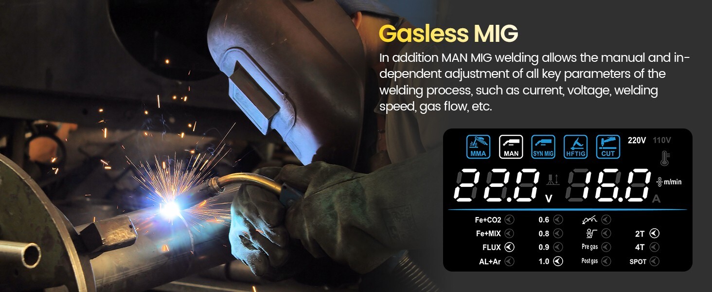 6 in1 MIG/CUT/TIG/MMA Welder 220V 250A Gas/Gasless Welding Machine Plasma Cutter