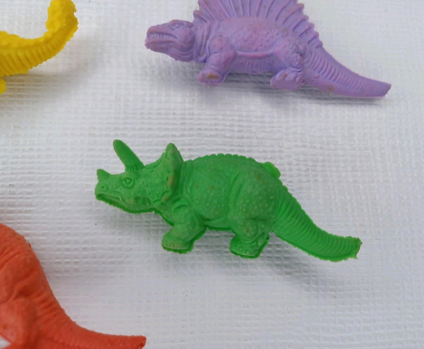 Rubber Dinosaur Eraser Set 6 Pieces Erasers With Box Vintage 1978 Emson