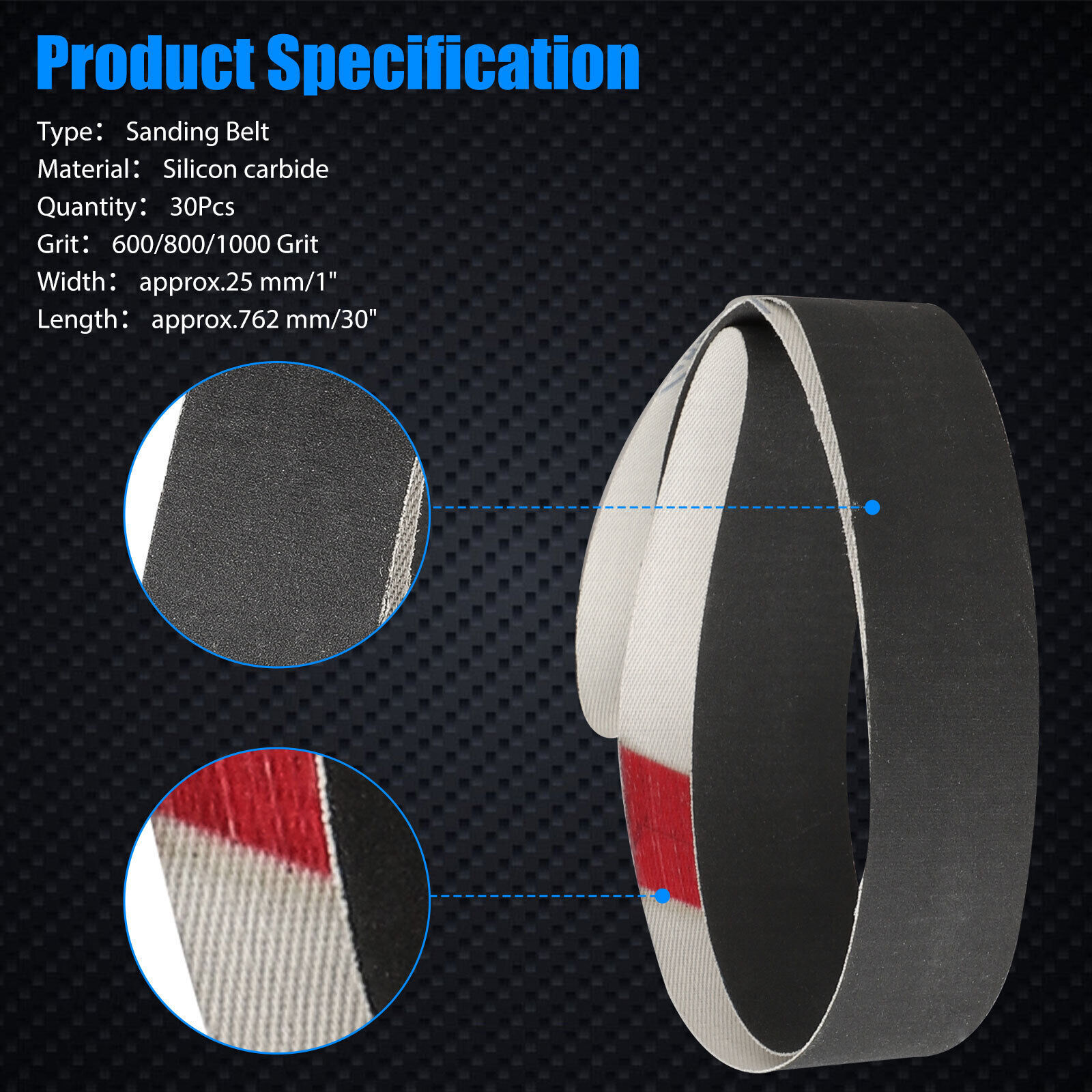 15Pcs 1"x30" 600 800 1000 Grit Sanding Belts Sander Grinding Polishing Sandpaper