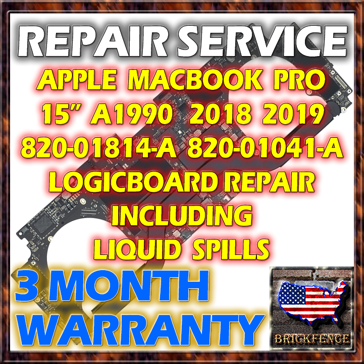 MACBOOK PRO 15" A1990 2018 2019 820-01814-A, 820-01041-A LOGIC BOARD REPAIR